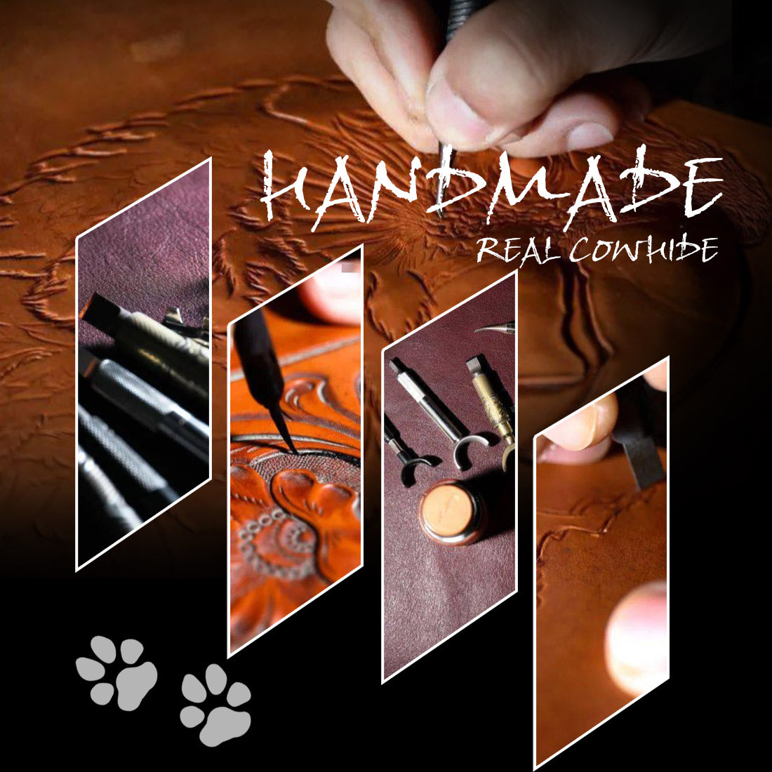 Single Round Vegetable Tanned Leather Chalk Box