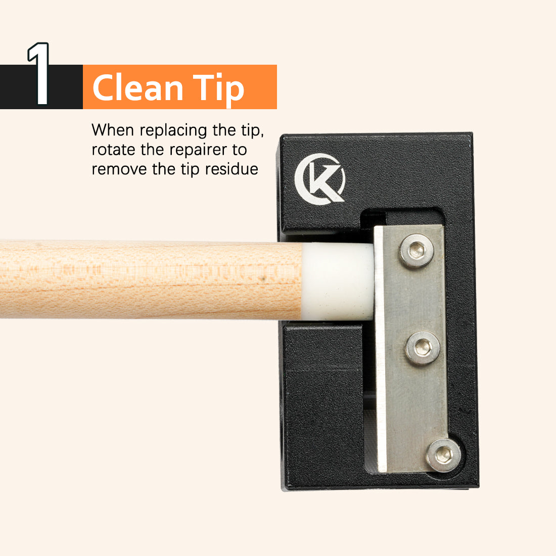 KONLLEN 8 in 1 Billiards Pool Cue Tip Repair Tool - Trimmer/Burnisher/Shaper/Tapper