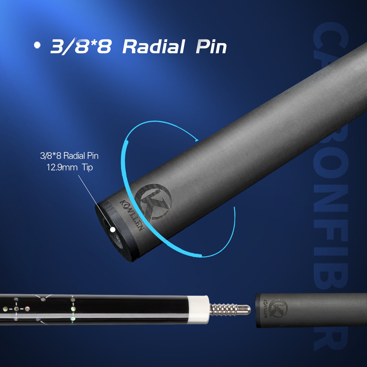 シングルカーボンシャフト - ラジアルピン -11.5mm/12.5mm/12.9mm