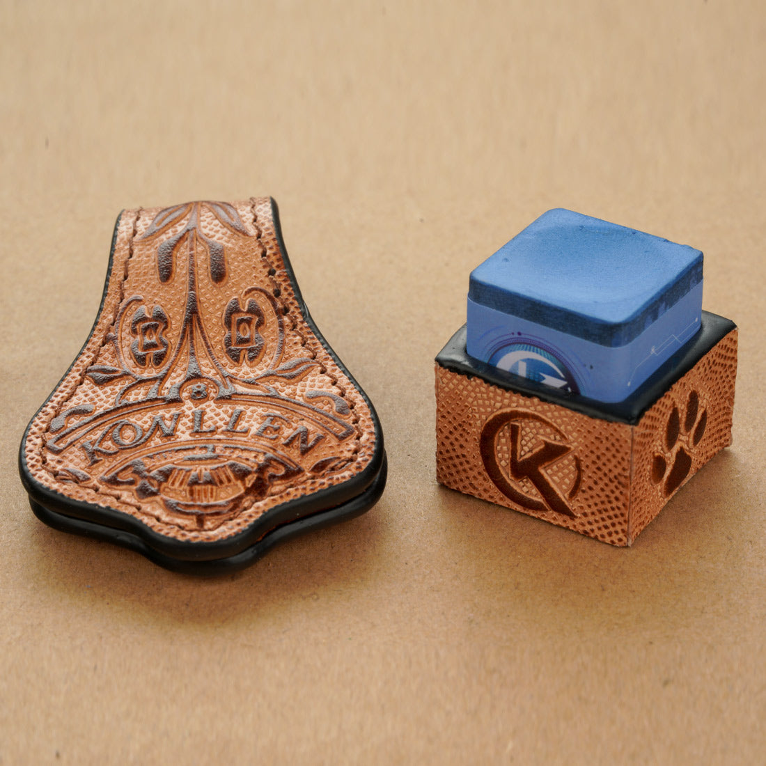 Single Square Vegetable Tanned Leather Chalk Box