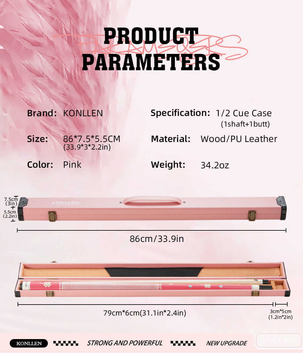 PU pink hard wooden box - 1 Butt x 1 Shaft