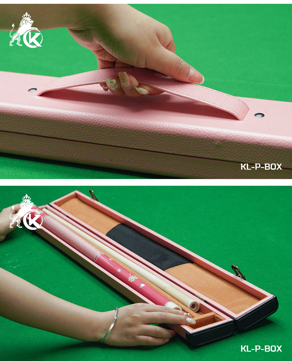 PU pink hard wooden box - 1 Butt x 1 Shaft