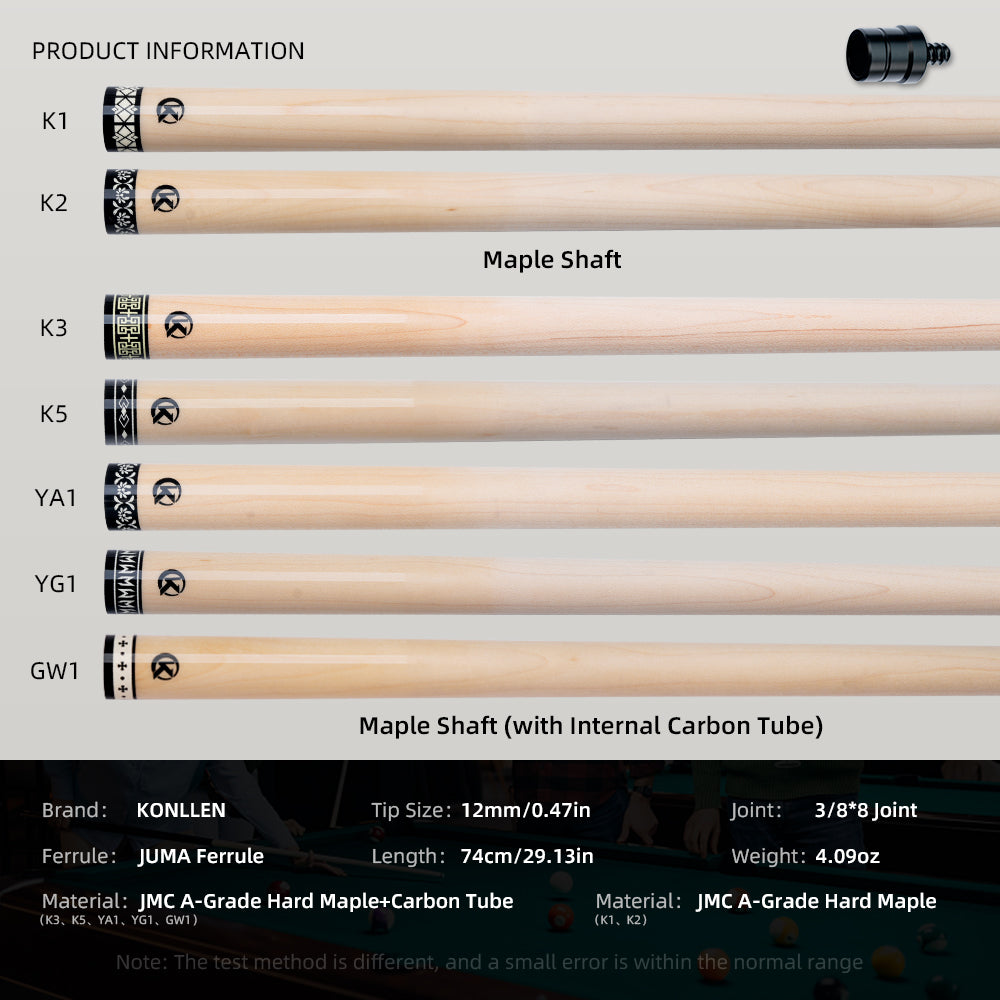 Konllen K-03 / K-05 Maple Shaft for Radial 12mm with Carbon Tube