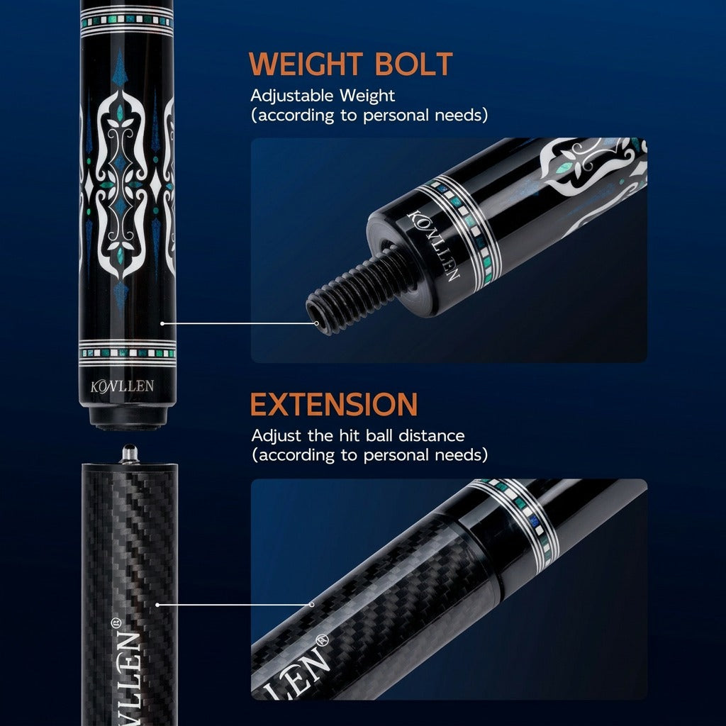 Konllen Spectra Series – Navy Sapphire Blue Pool Cue – AK-04F - 12.5mm