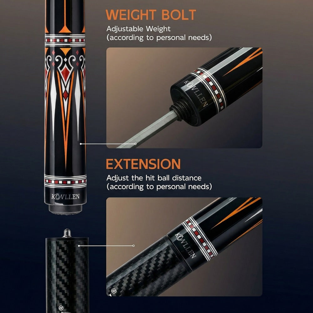 Konllen Kaleidoscope Series – Ember / No Wrap Pool Cue – AK-15F - 12.5mm