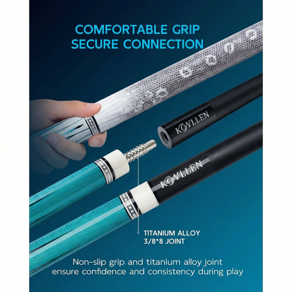 Konllen Spectra Series – Glacier White / Lake Blue Pool Cue – AK-05F - 12.5mm