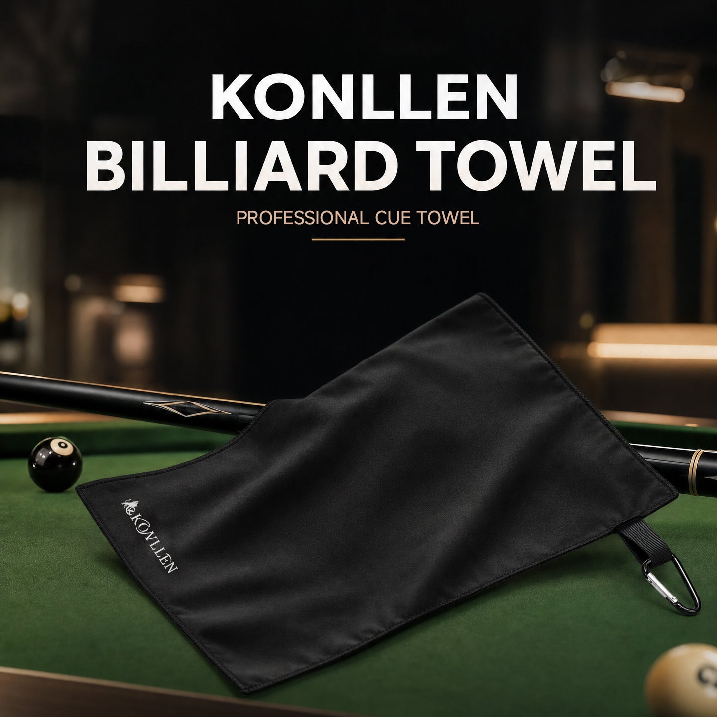 Konllen Billiards Cue Clean Towel Black