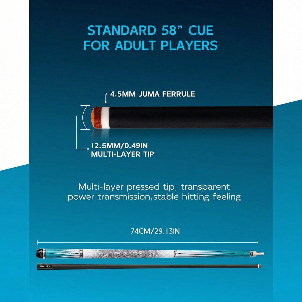 Konllen Spectra Series – Glacier White / Lake Blue Pool Cue – AK-05F - 12.5mm