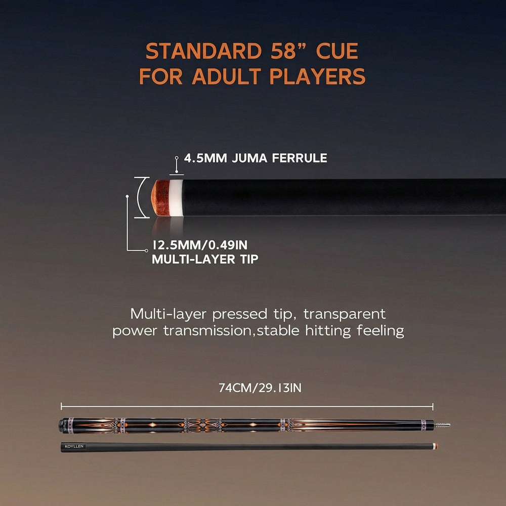 Konllen Kaleidoscope Series – Ember / No Wrap Pool Cue – AK-15F - 12.5mm