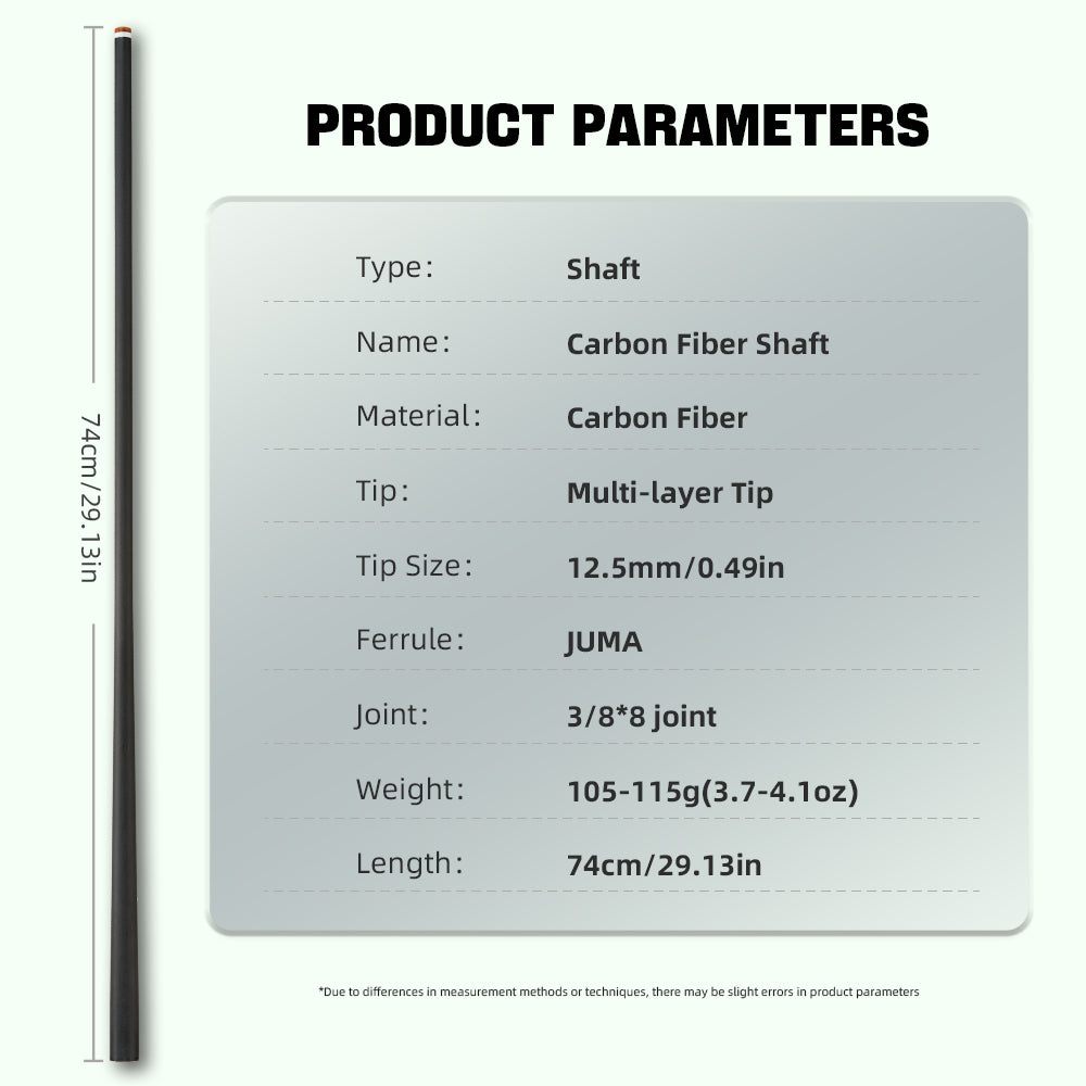 Eje de fibra de carbono Konllen para junta radial con punta de 12,5 mm