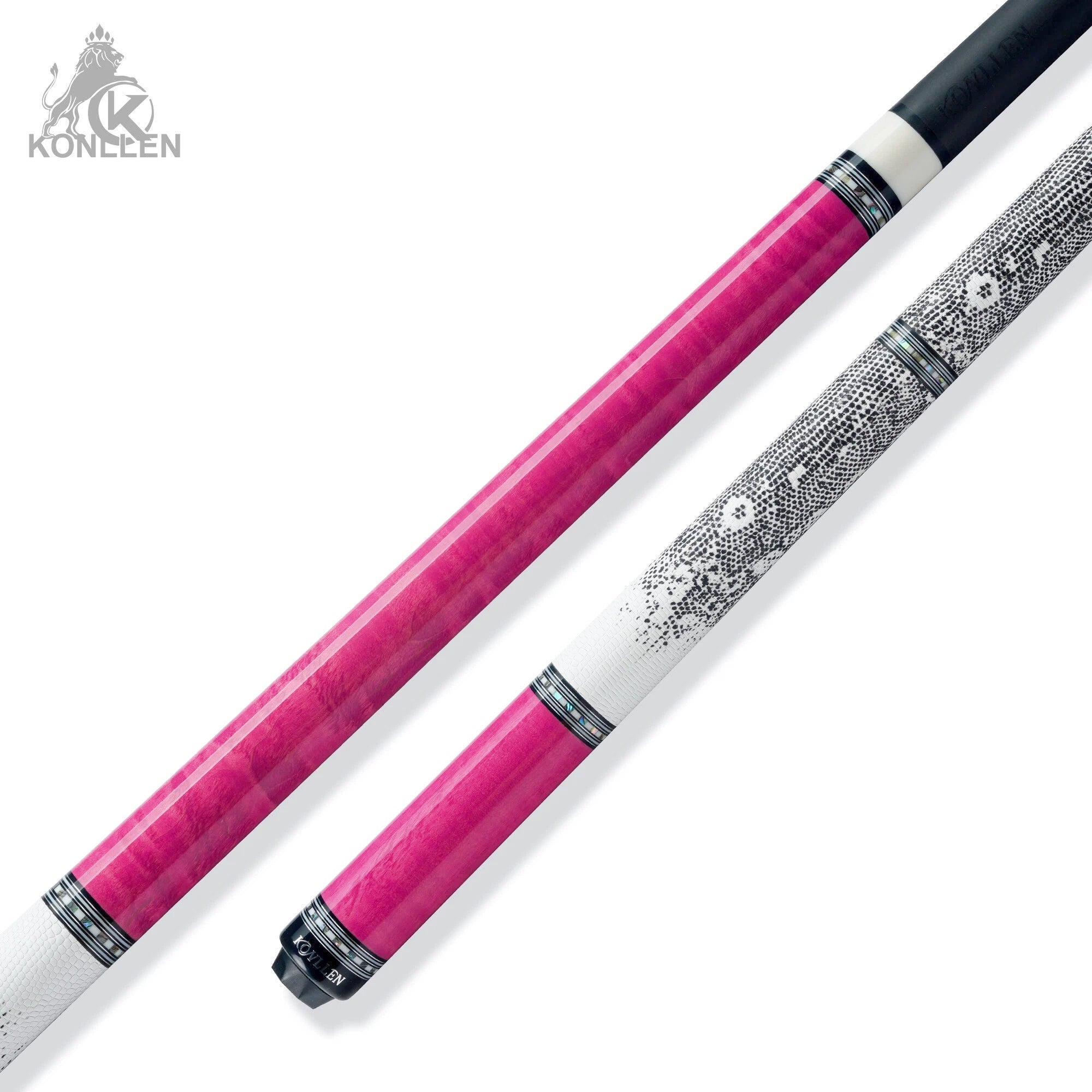 KONLLEN AXA-H2F Low Deflection Pool Cue Pink-Dyed Tigerwood Handmade Inlay
