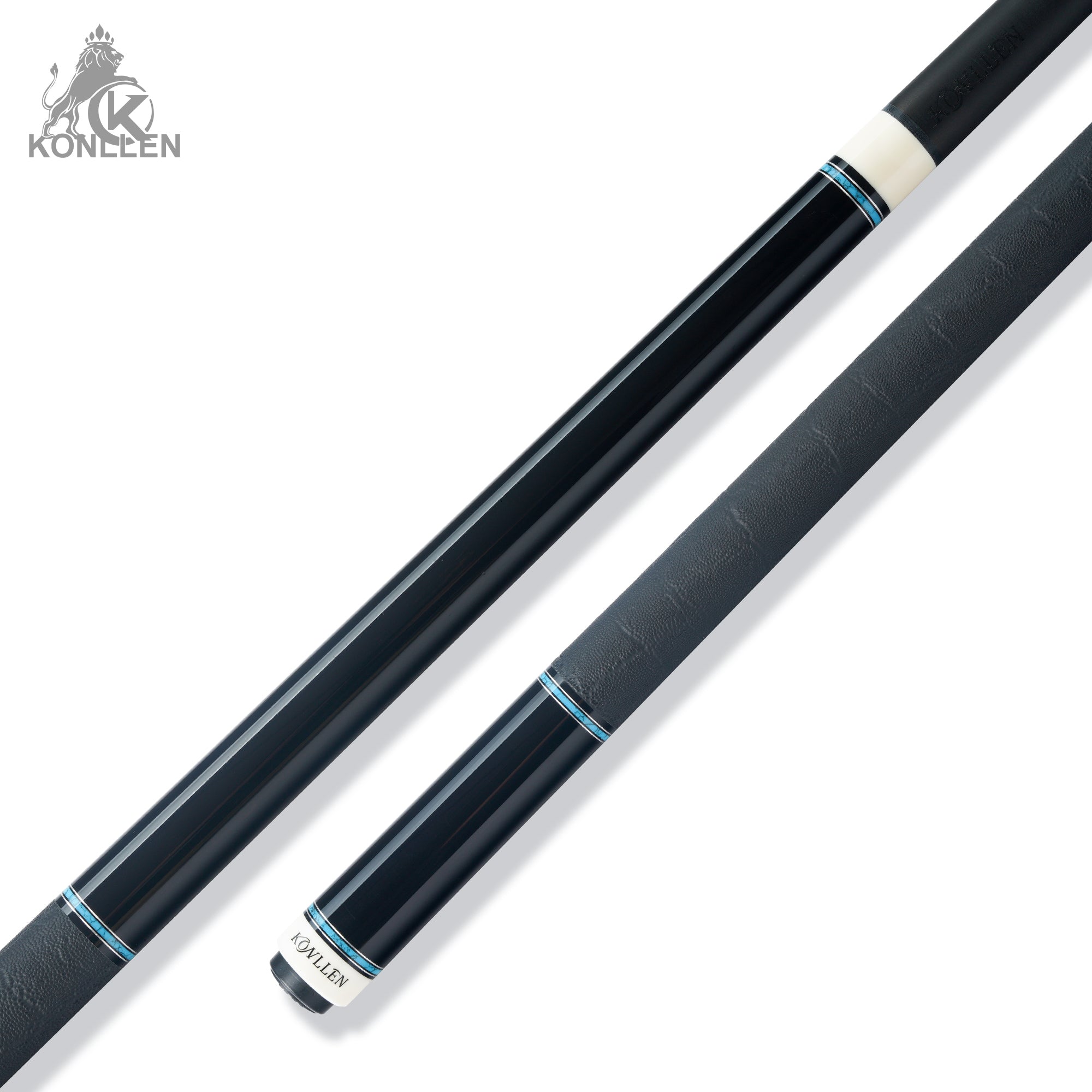 KONLLEN BK75-12Fe Low Deflection Carbon Fiber Pool Cue Ebony Handmade Inlay - Elephant Ear Pattern