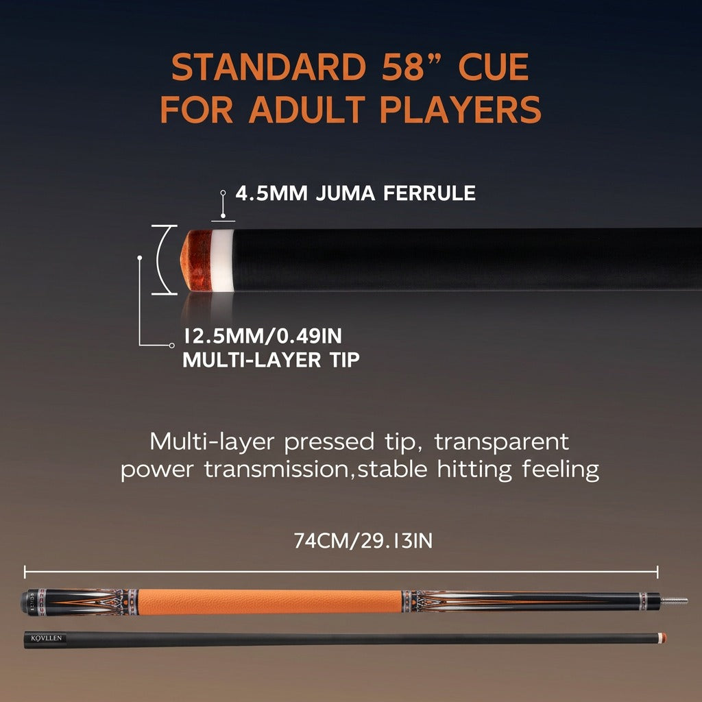 Konllen Kaleidoscope Series – Ember / Lychee-grain Cowhide Grip Pool Cue – AK-15YF - 12.5mm