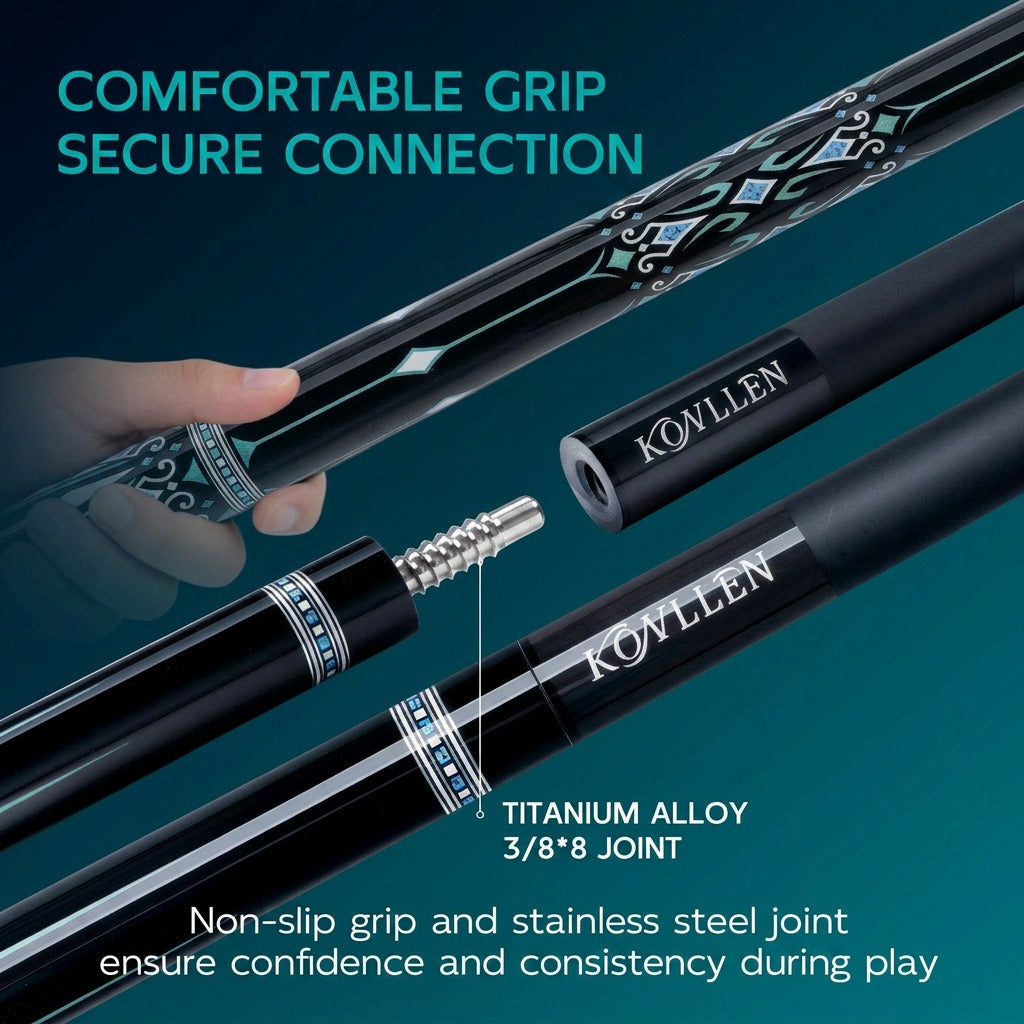 Konllen Kaleidoscope Series – Glacier / No Wrap Pool Cue – AK-15WBF - 12.5mm