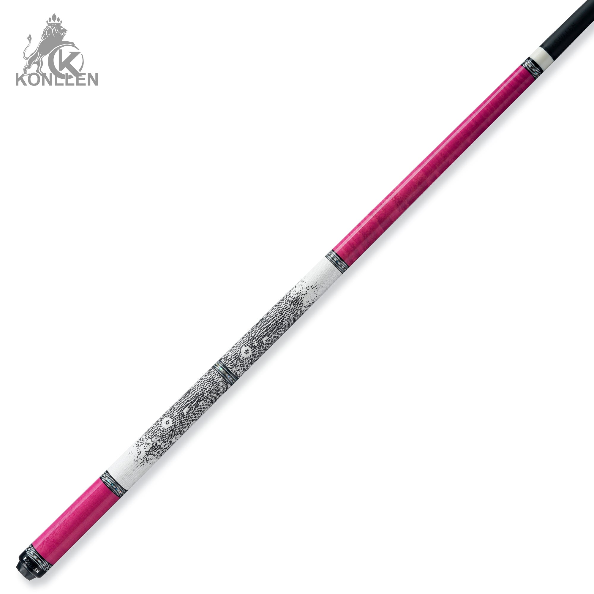 KONLLEN AXA-H2F Low Deflection Pool Cue Pink-Dyed Tigerwood Handmade Inlay