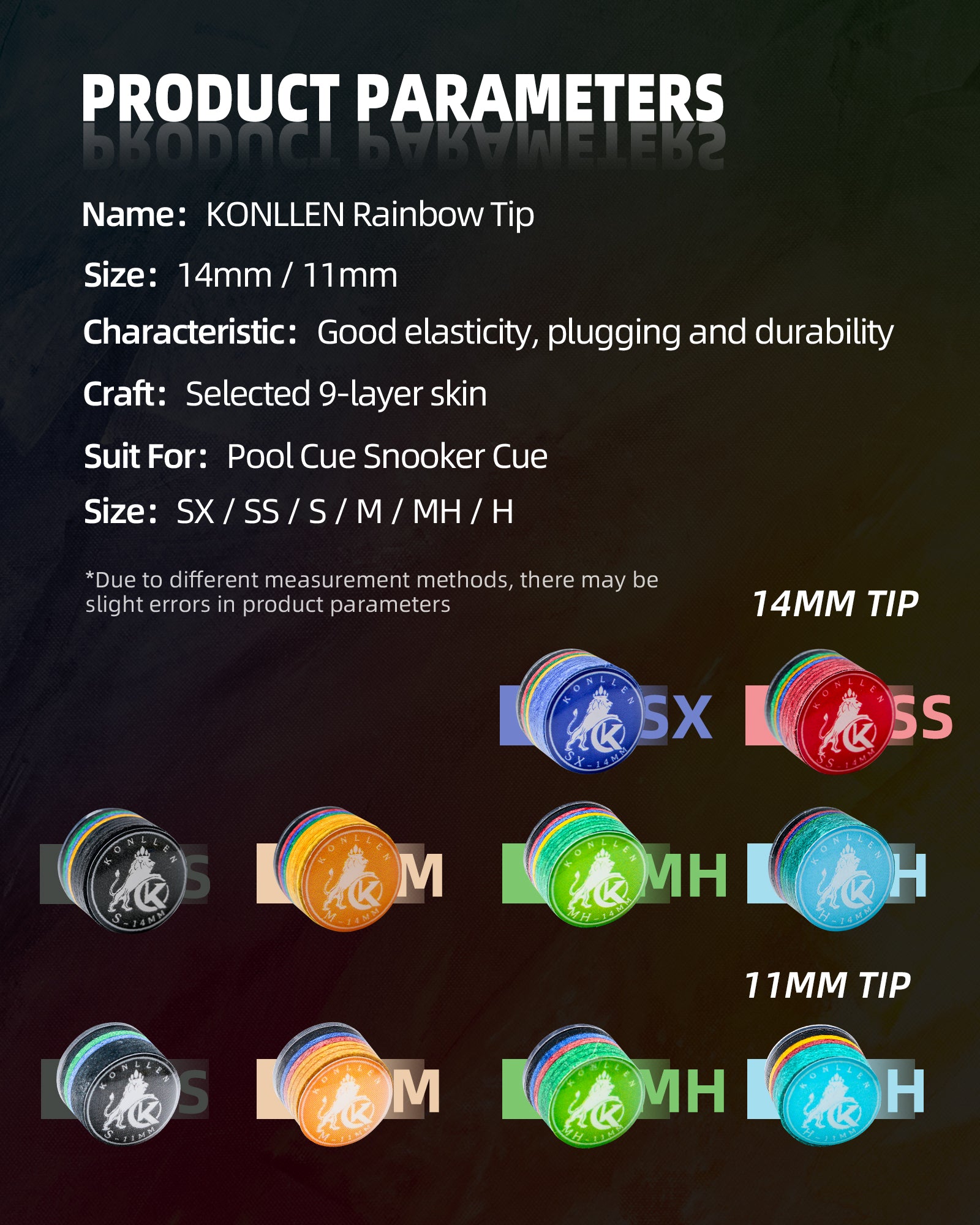 KONLLEN 9 Layers Rainbow Tip With Clear