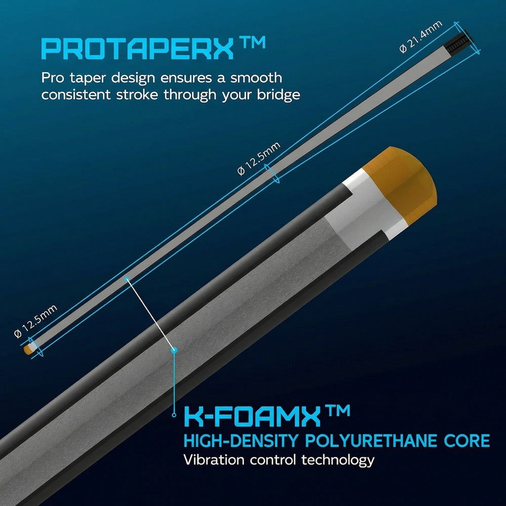 Konllen Spectra Series – Glacier White / Lake Blue Pool Cue – AK-05F - 12.5mm