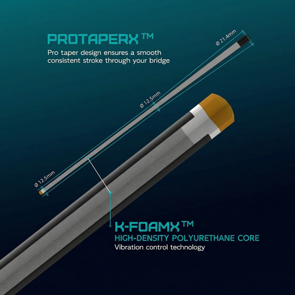 Konllen Kaleidoscope Series – Glacier / Lizard-grain Cowhide Grip Pool Cue – AK-15WF - 12.5mm