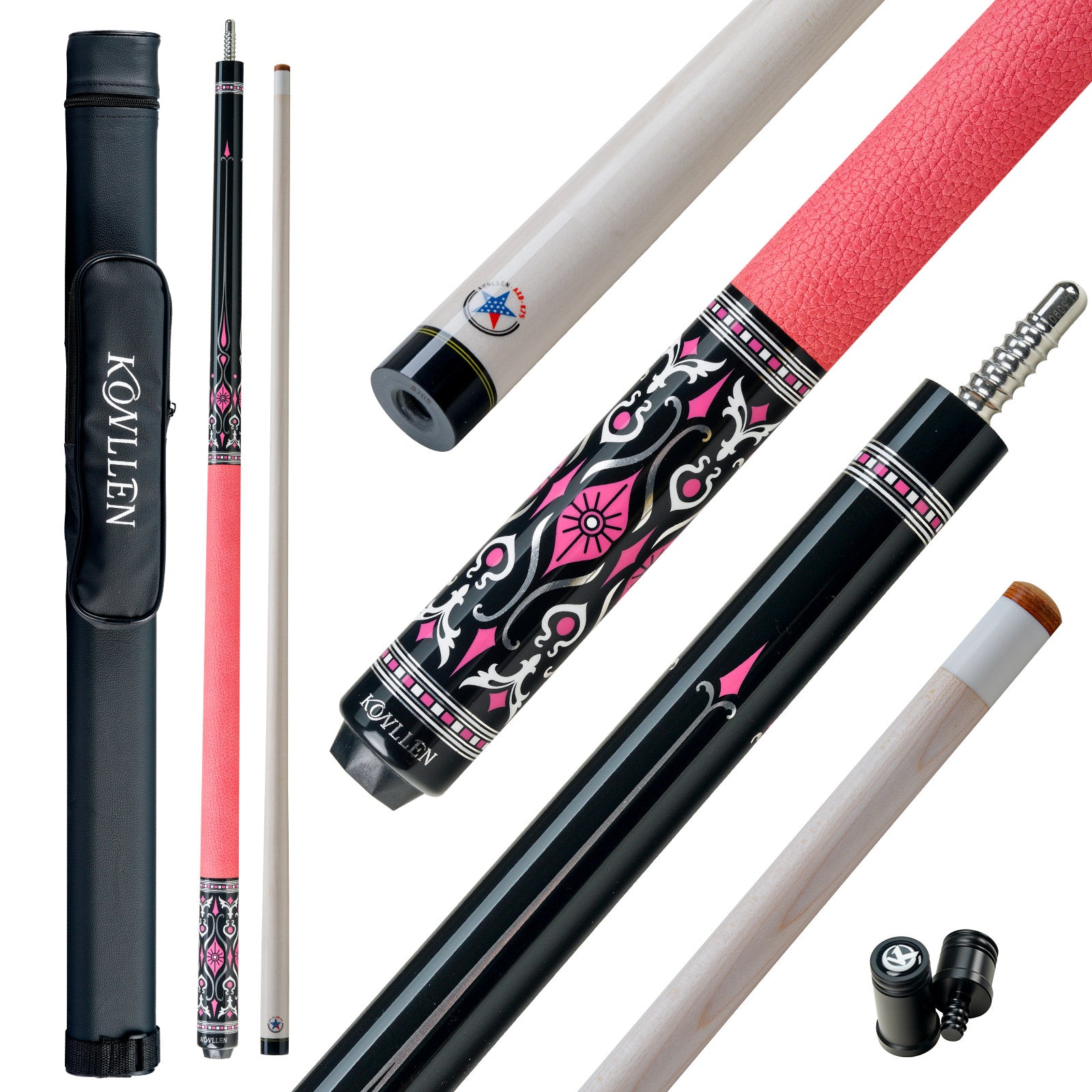 Konllen Blossom Series – Florelia / Lychee-grain Cowhide Grip Pool Cue – AK-02PF