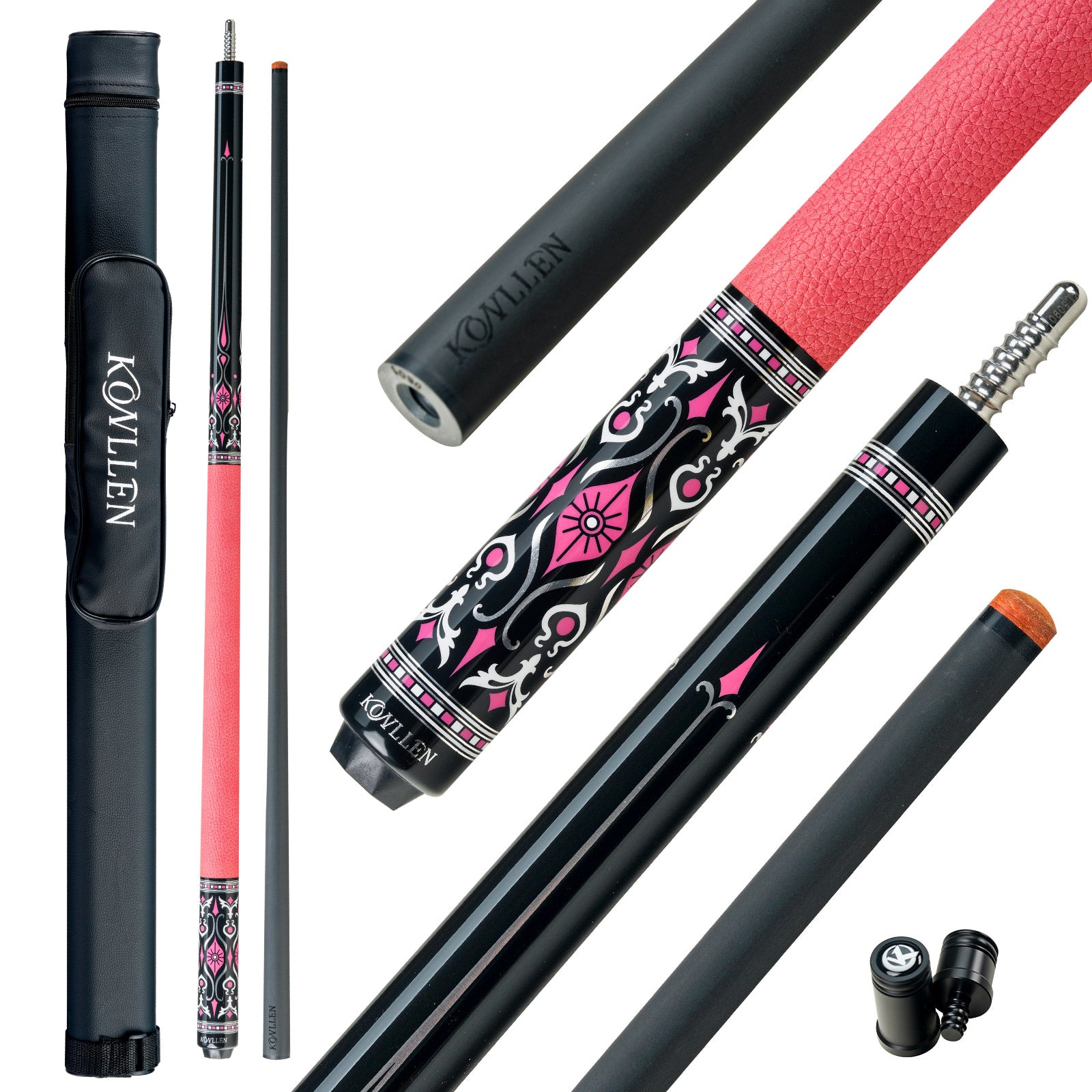 Konllen Blossom Series – Florelia / Lychee-grain Cowhide Grip Pool Cue – AK-02PF