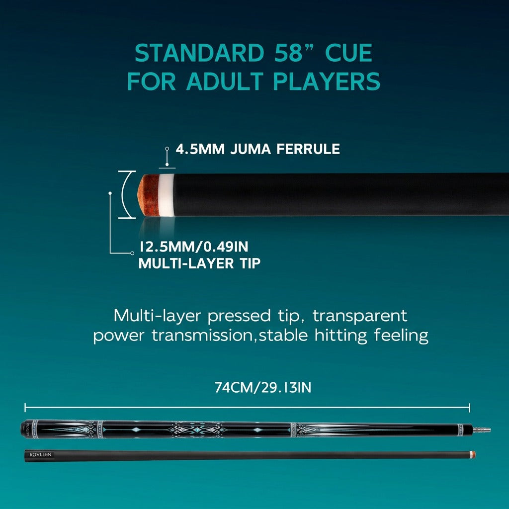 Konllen Kaleidoscope Series – Glacier / No Wrap Pool Cue – AK-15WBF - 12.5mm