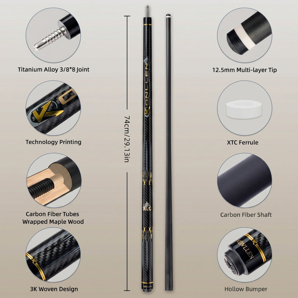 Konllen Dynasty Series Pool Cue – AK-3K - 12.5mm