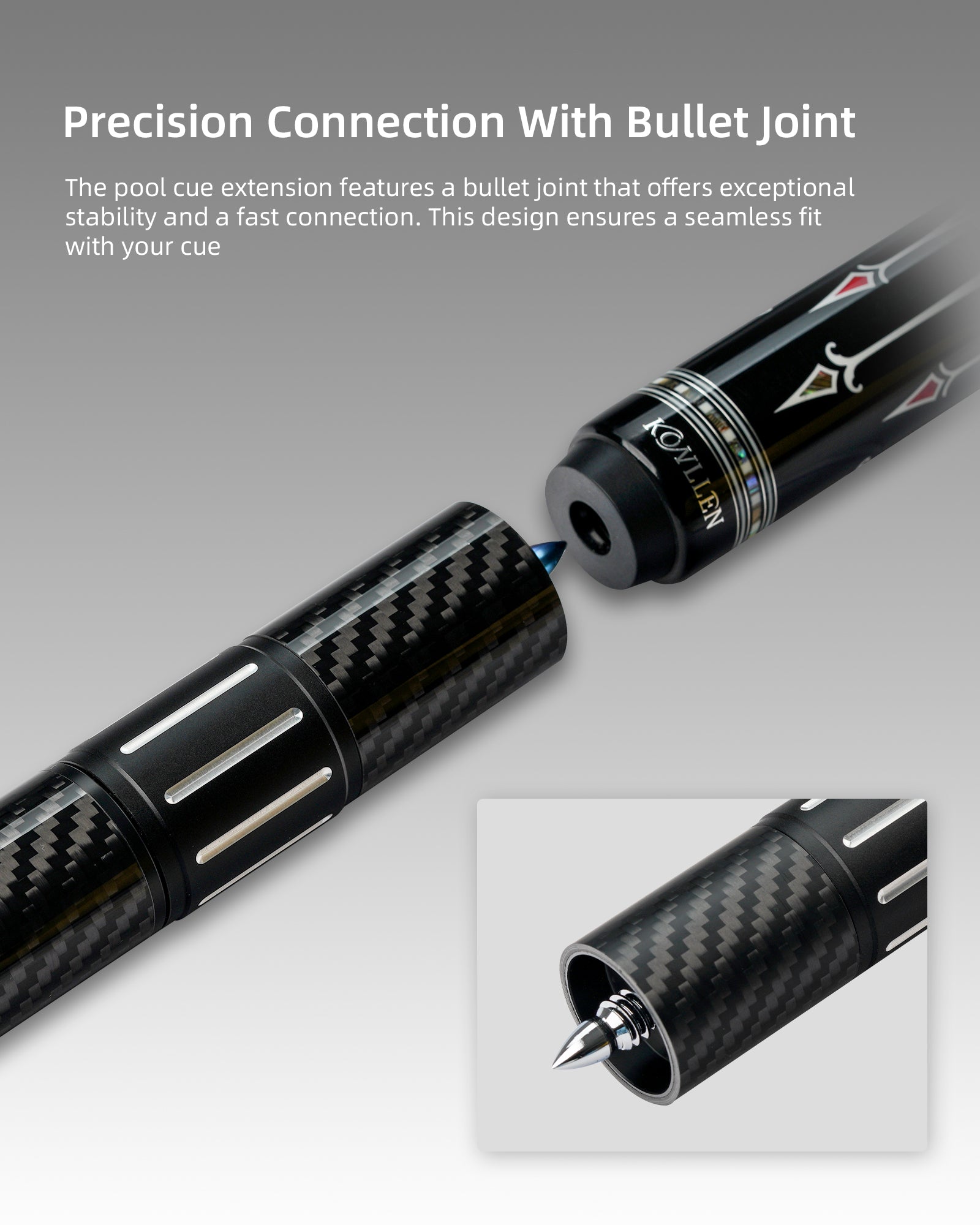 Shiny Retractable Extension Bullet Joint | KONLLEN billiards