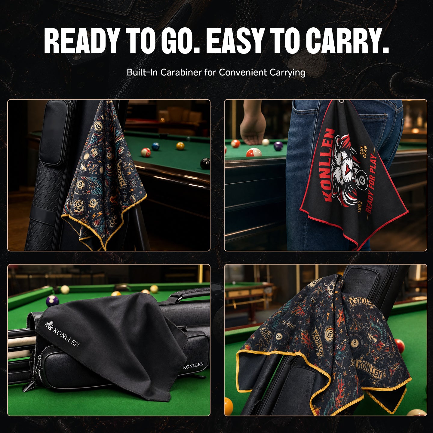 Konllen Billiards Cue Clean Towel Patterns