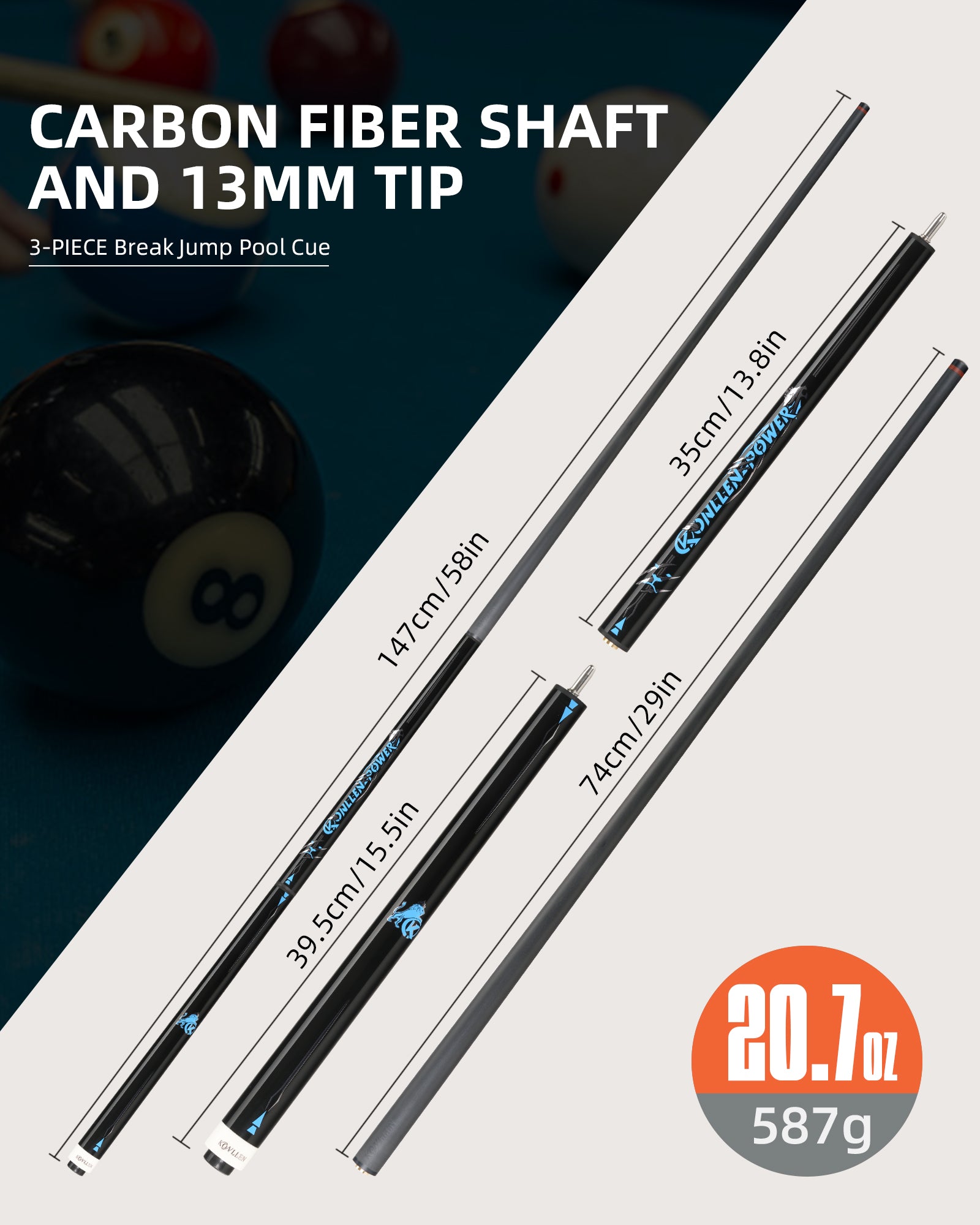 Konllen AK-BJ1 Break Jump Cue