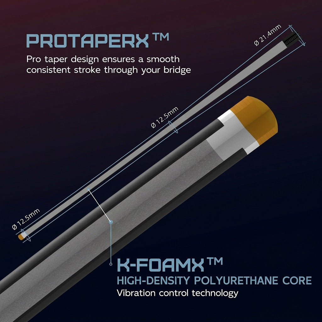 Konllen Spectra Series – Midnight Black / Celestial Blue Pool Cue – AK-08F - 12.5mm