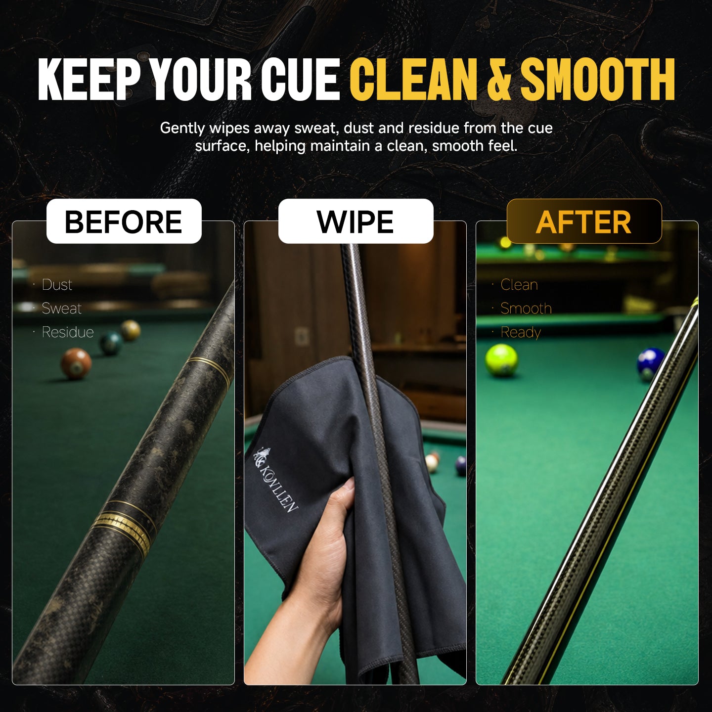 Konllen Billiards Cue Clean Towel Patterns