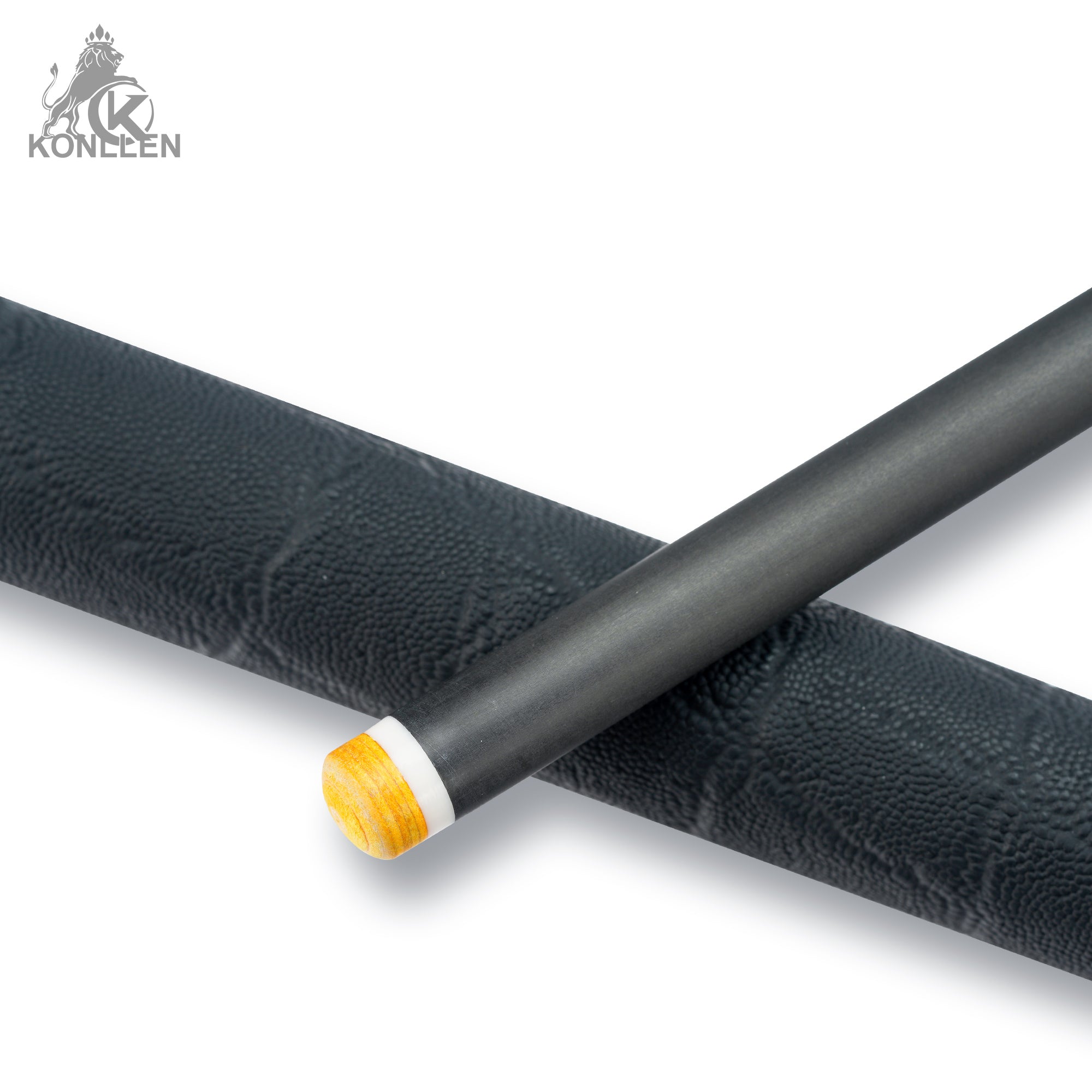 KONLLEN BK75-12Fe Low Deflection Carbon Fiber Pool Cue Ebony Handmade Inlay - Elephant Ear Pattern