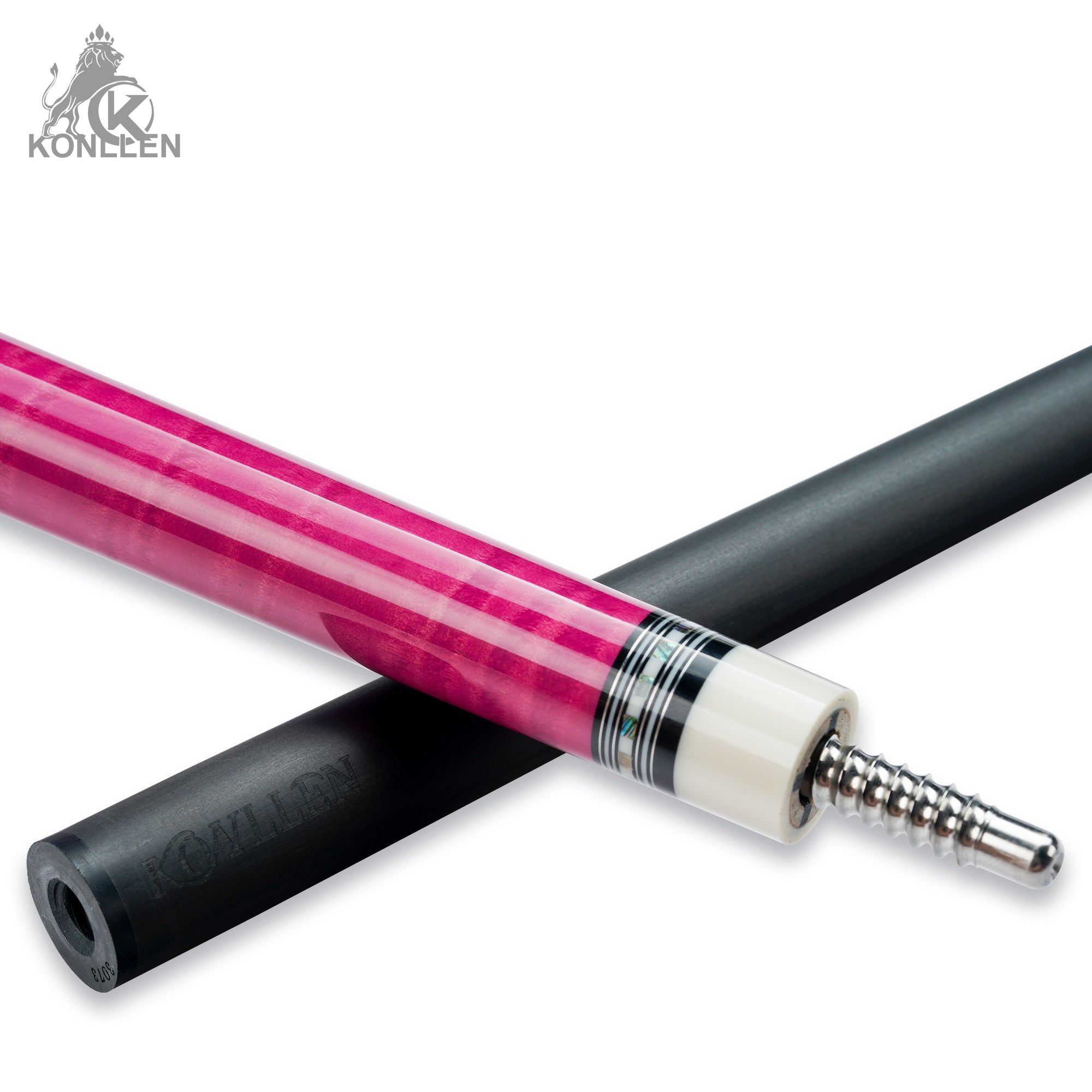 KONLLEN AXA-H2F Low Deflection Pool Cue Pink-Dyed Tigerwood Handmade Inlay