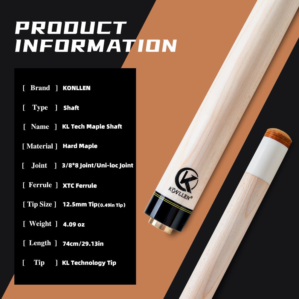 Konllen Maple Shaft for Radial Uniloc Joint 12.5mm with Black