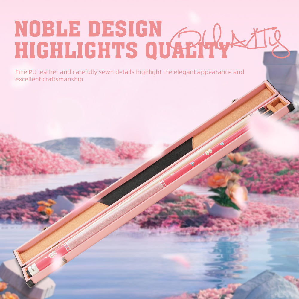 PU pink hard wooden box - 1 Butt x 1 Shaft