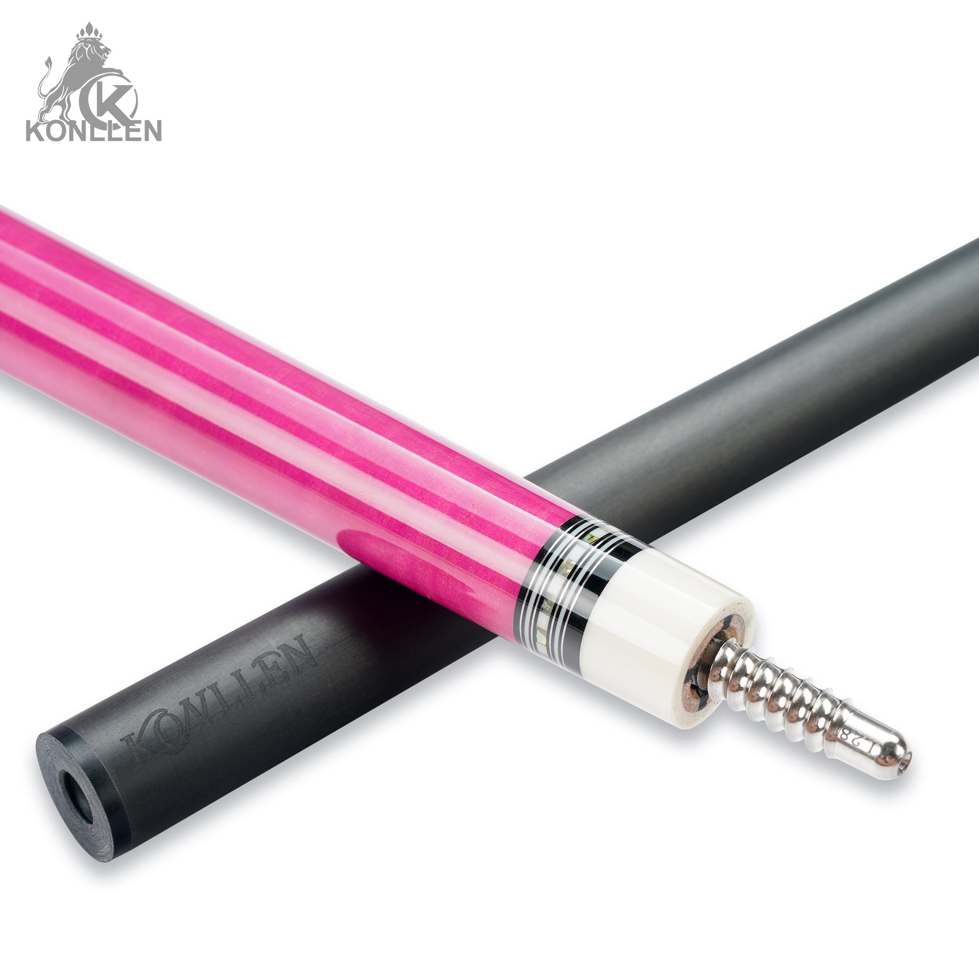KONLLEN AXA-H1F Low Deflection Pool Cue Pink-Dyed Tigerwood Handmade Inlay