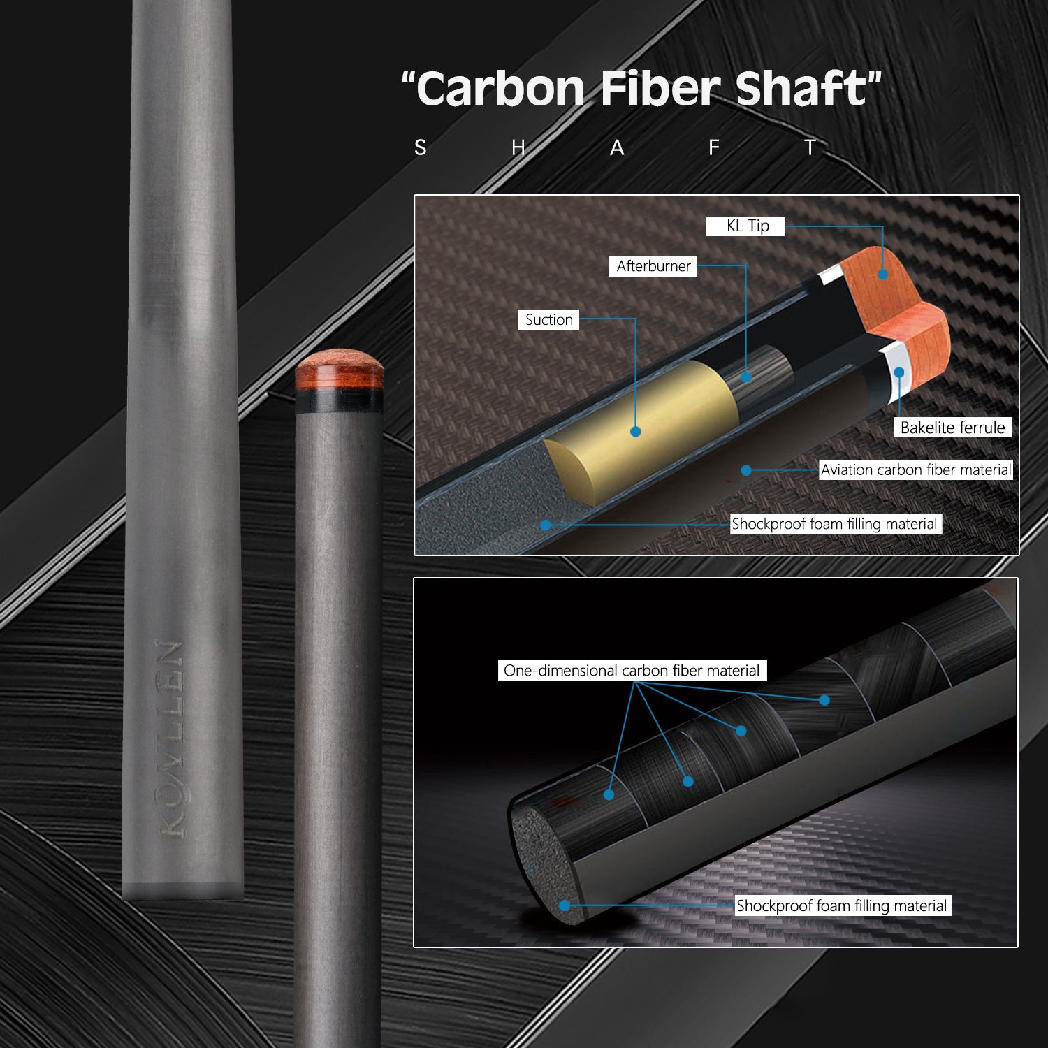 KONLLENカーボンファイバーシャフト Konllen Carbon Fiber Shaft for Radial Joint with 11.5mm/12.5mm