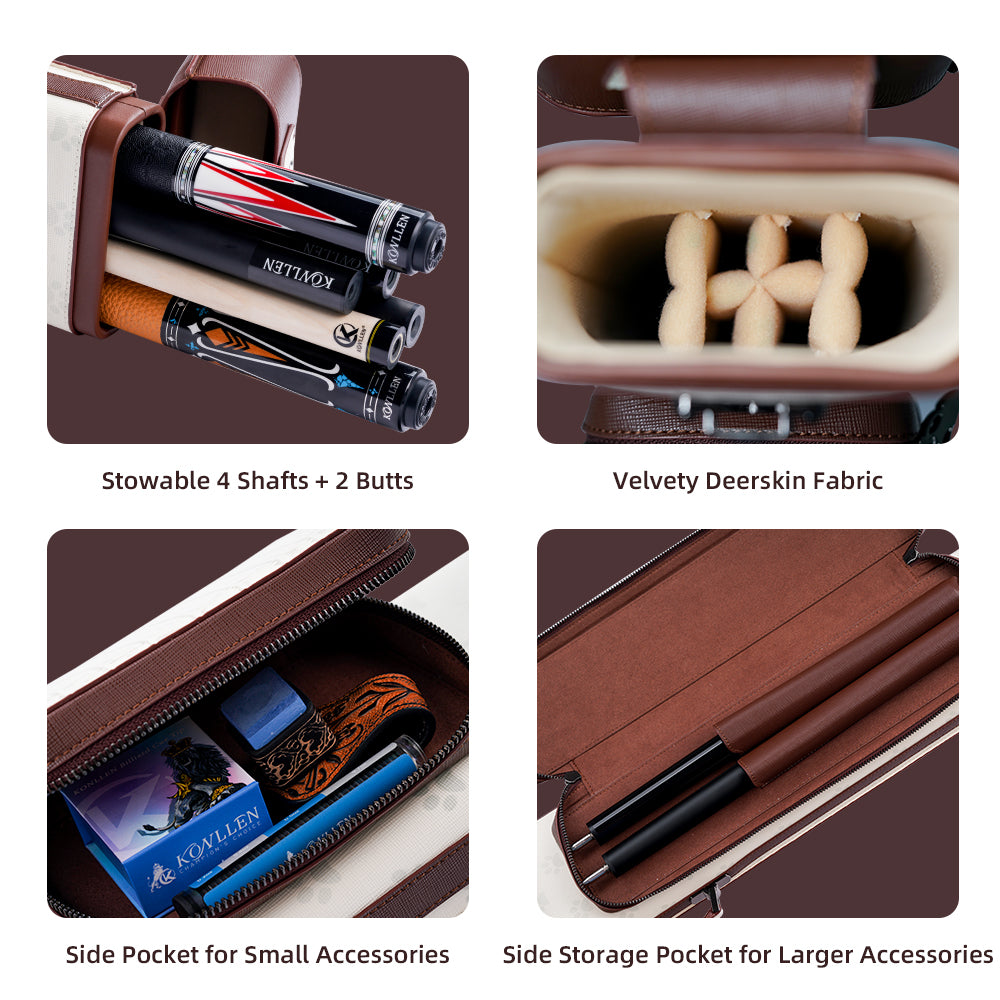 Konllen VintageLine Series 2x4 Pool Cue Case – 2 Butts & 4 Shafts