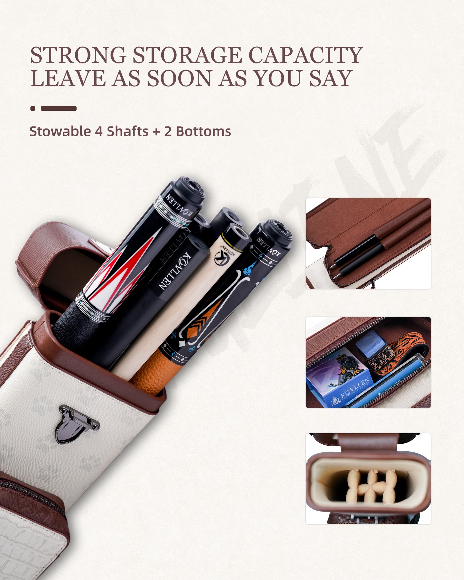 VintageLine Series 2x4 Pool Cue Case – 2 Butts & 4 Shafts