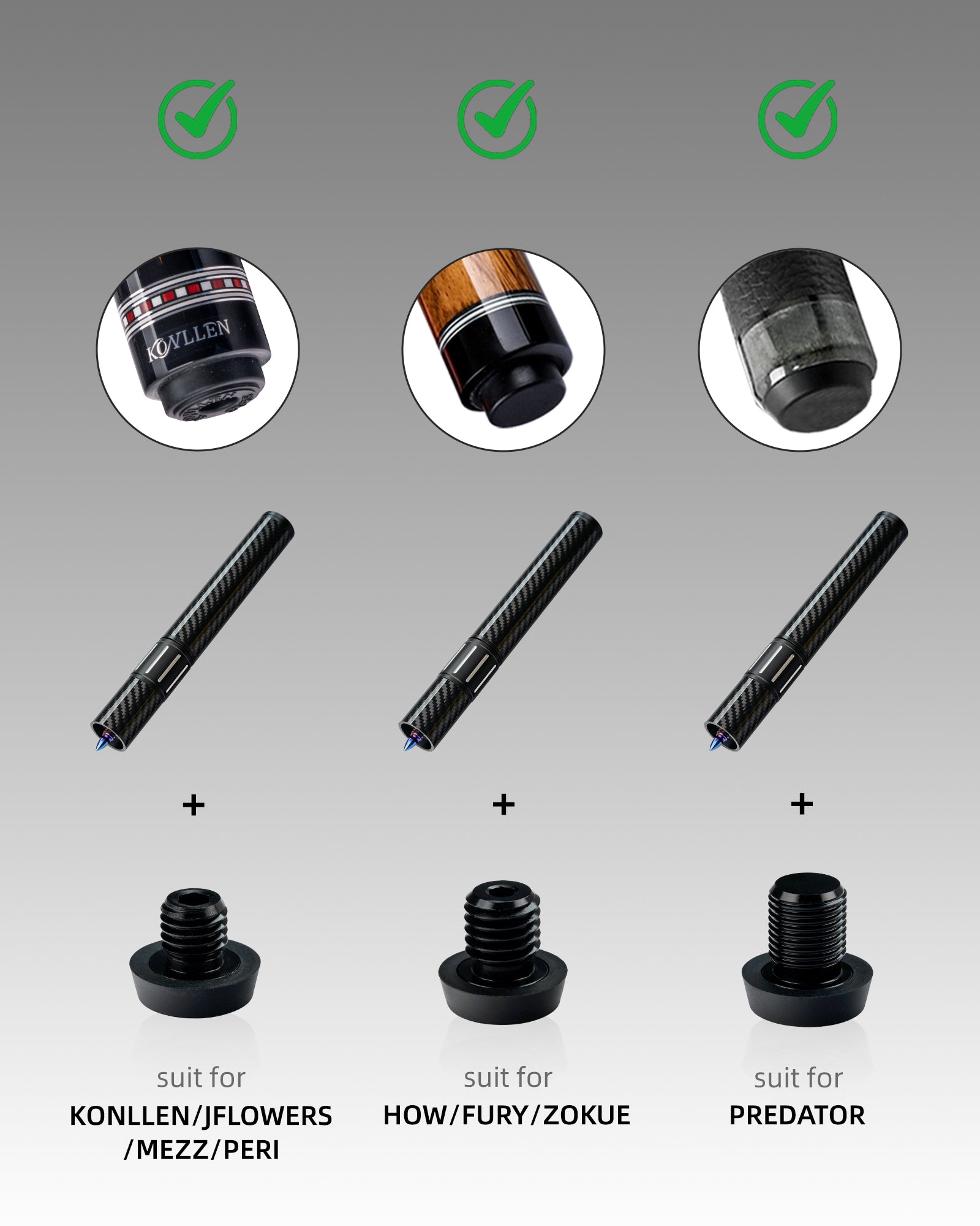 Shiny Retractable Extension Bullet Joint | KONLLEN billiards