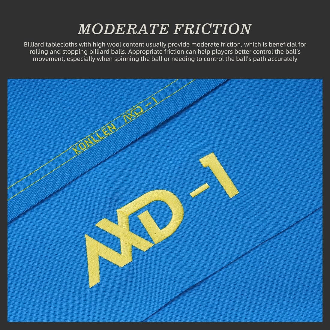 KONLLEN 9' Pool Table Felt with 6 Cloth Strips Blue