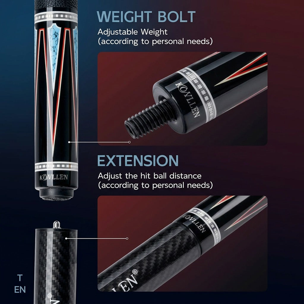 Konllen Spectra Series – Midnight Black / Celestial Blue Pool Cue