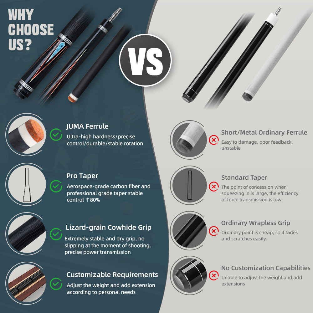 KONLLEN コンラン キュー KL-08 KONLLEN Carbon Fiber Pool Cue Stick KL-08 Low Deflection shaft