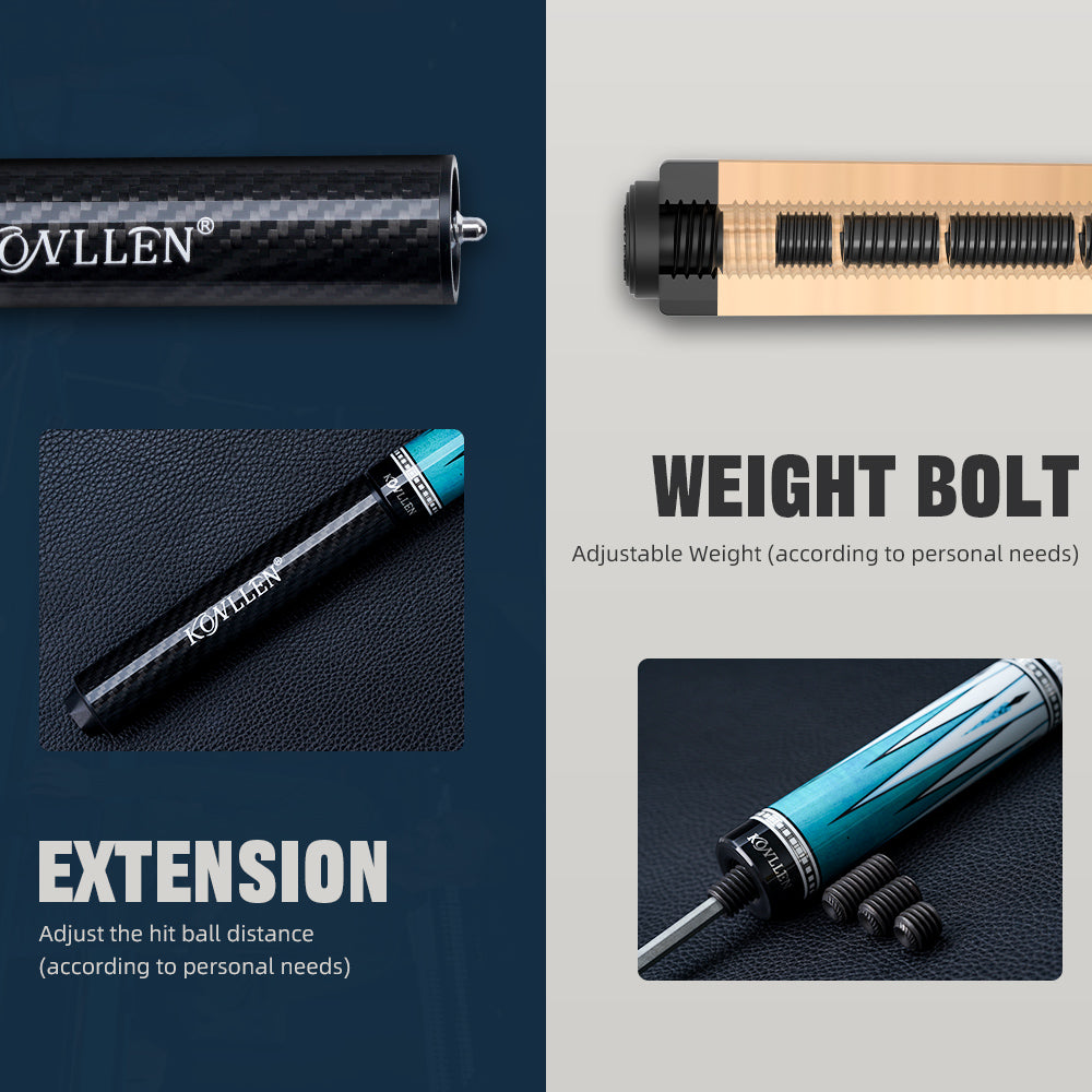 Konllen Spectra Series – Glacier White / Lake Blue Pool Cue – AK-05F