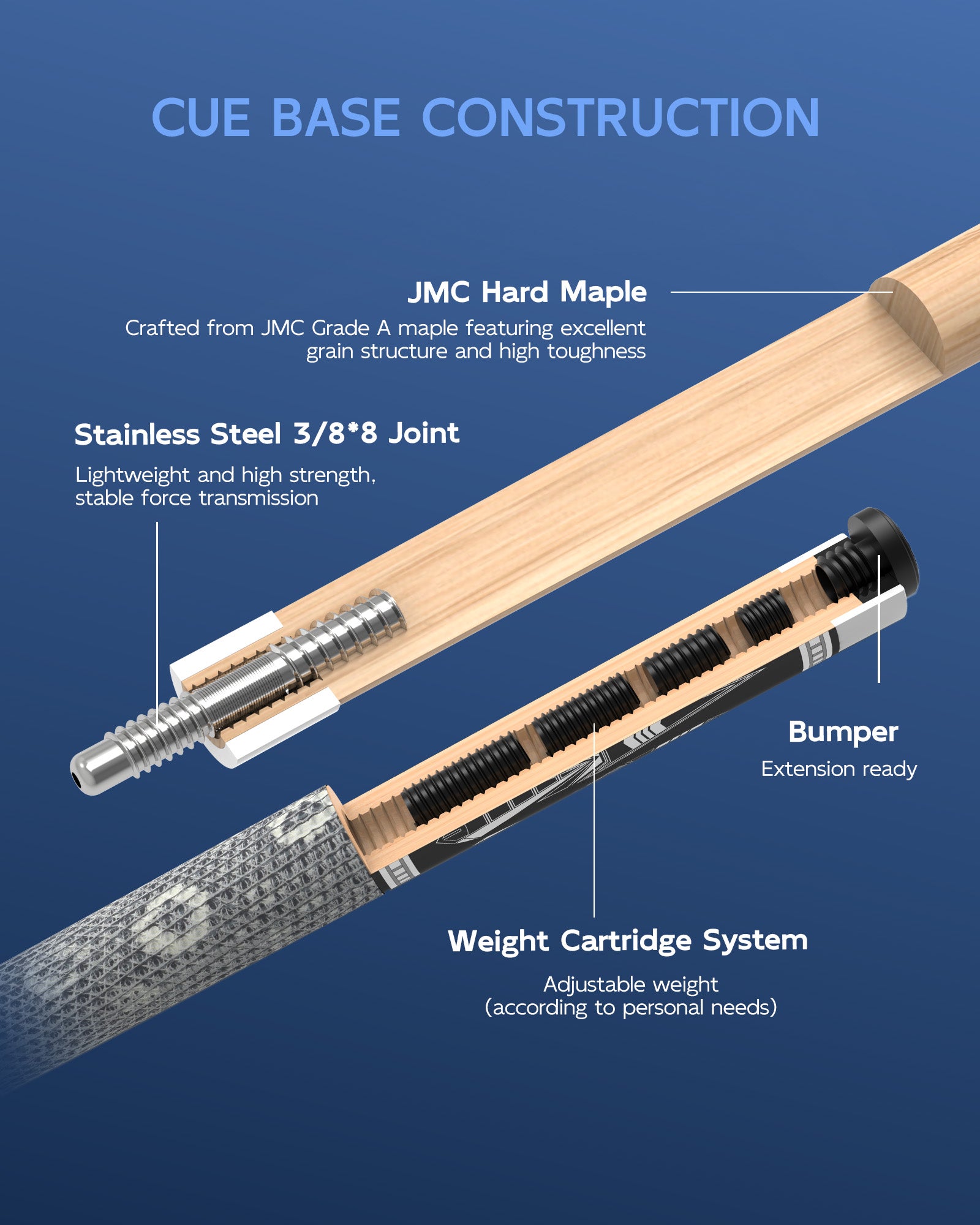 Konllen Snow Leopard Series 3 Pool Cue – AK-D3 - 10.5mm / 11.5mm /12.2mm