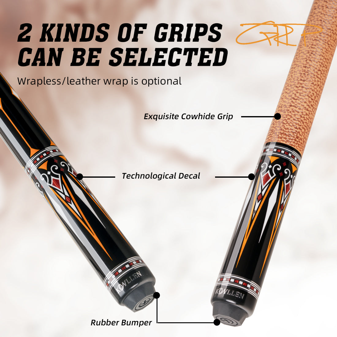 Konllen Kaleidoscope Series – Ember / No Wrap Pool Cue – AK-15F
