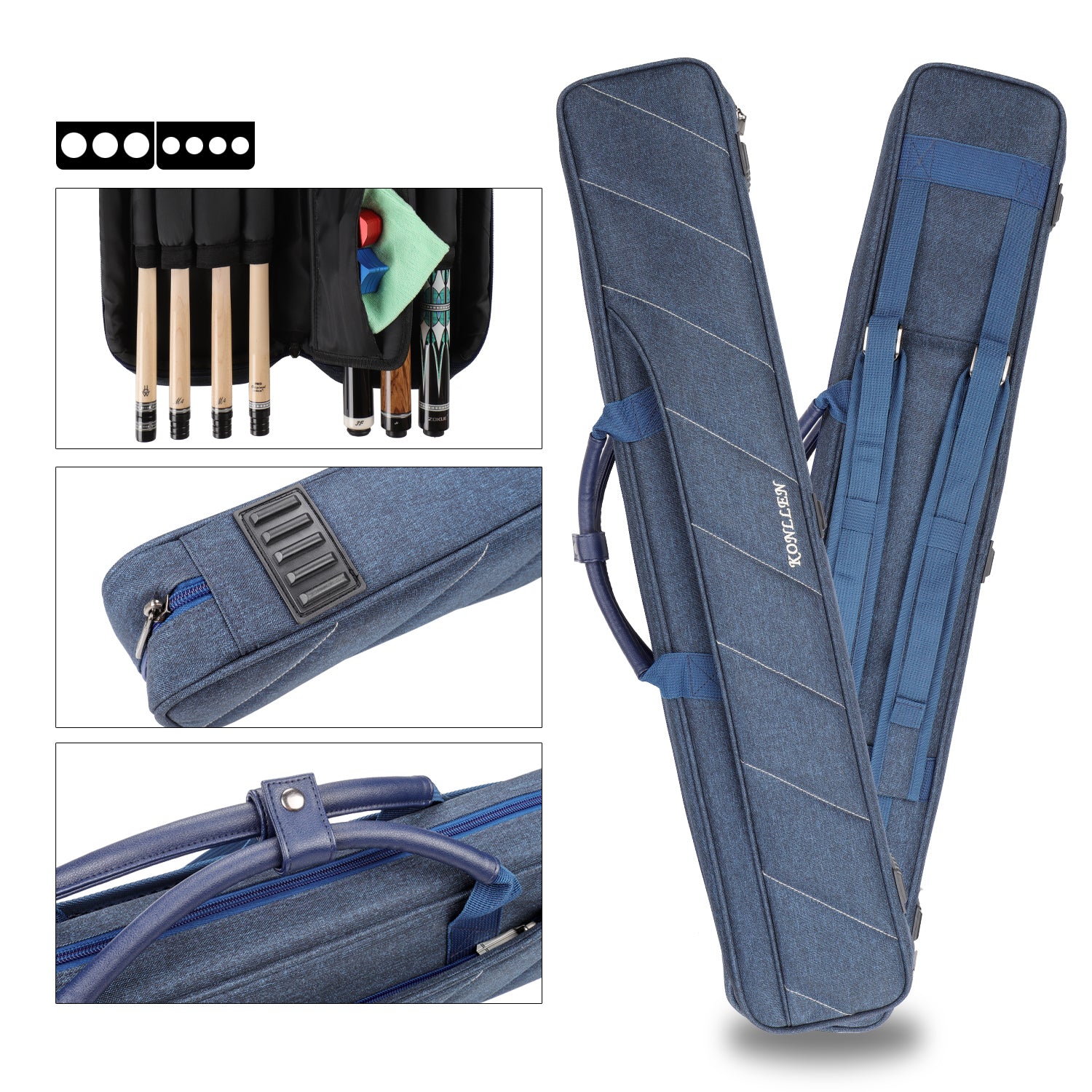 KONLLEN 3x4 Oxford Cloth Pool Cue Case Billiard Cue Stick Carrying Bag –  KONLLEN billiards