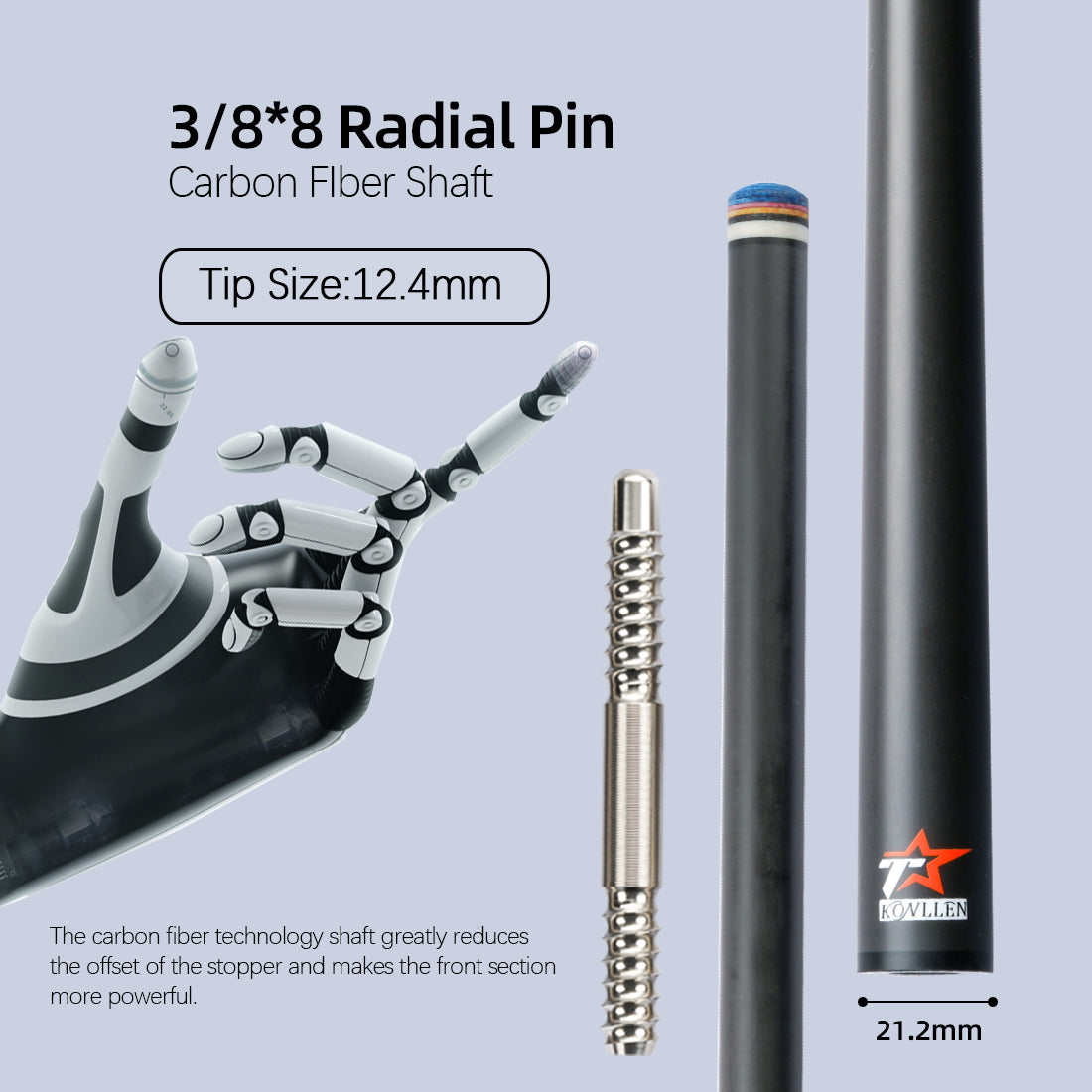 Shaft-12.4mm karbon tunggal